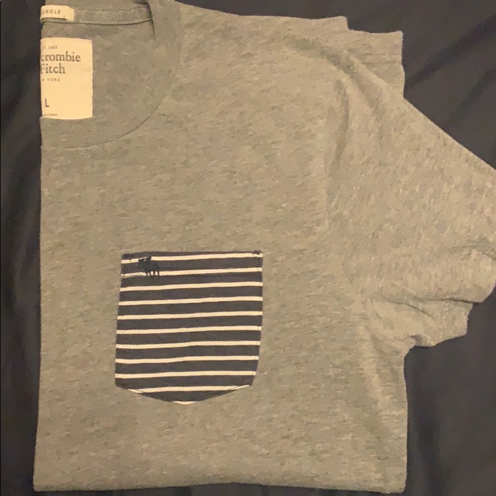 Abercrombie crewneck pocket stripe tee